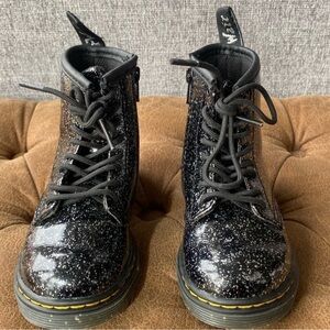 Dr. Martens 1460 Black Glitter Lace Up Boots Toddler 8